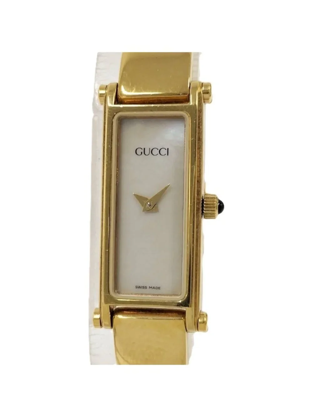 Gucci Bangle Watch Quartz SS Gold Shell